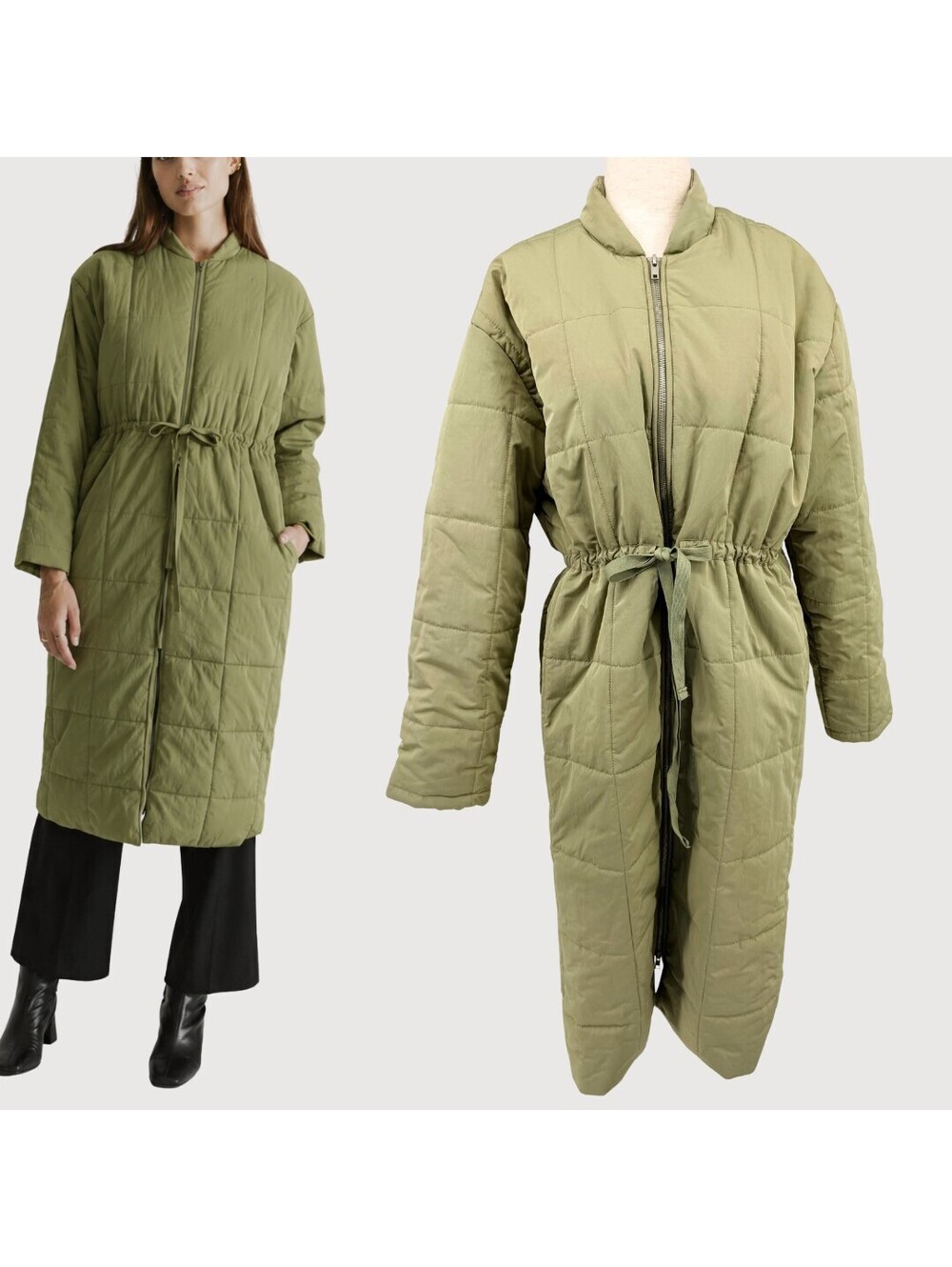 ALL:ROW Kamari Quilted Puffer Coat Sage Green M